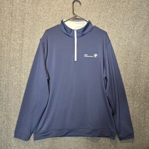 Peter Millar Mens Perth 1/4 Zip Sz XL BMW Golf Championship Performance Blue